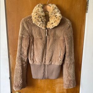 Women's Fur Jacket in Brown/Tan